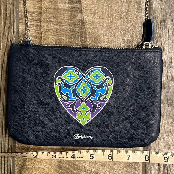 Brighton Blue Heart Design crossbody w/ silver chain handle - Picture 3 of 10